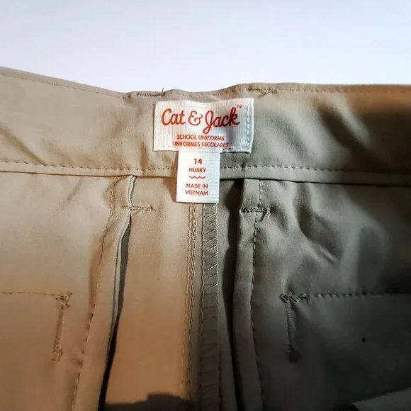 Cat & Jack Boys School Uniform Khaki Pants S 14 Husky Designed with belt loops - Picture 4 of 10